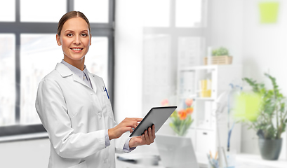 Image showing female doctor with tablet computer at hospital