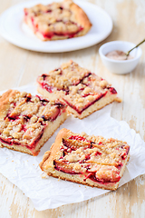 Image showing Homemade plum cake with  yeast dough and crumbles