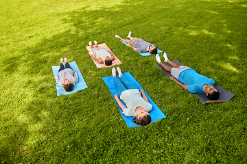 Image showing group of people doing yoga at summer park