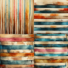 Image showing Artistic abstract artwork set, textures lines stripe pattern des