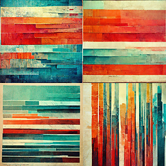 Image showing Artistic abstract artwork set, textures lines stripe pattern des