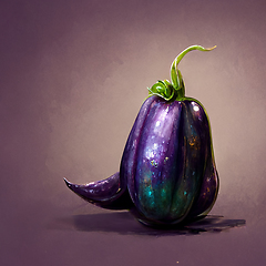 Image showing Eggplants. Eggplant Fresh vegetables. Fresh ripe eggplant with g