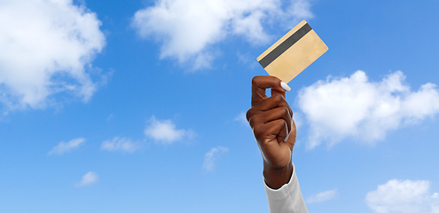 Image showing hand of african american woman with credit card