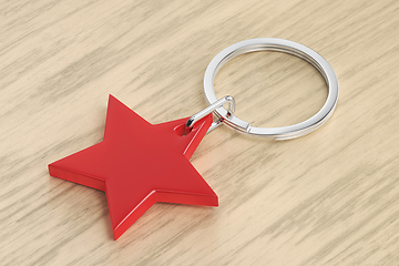 Image showing Keyring with shiny red star