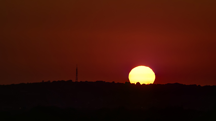 Image showing Sunset and Radio Mast