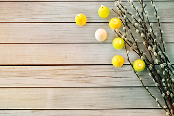 Image showing pussy willow branches and easter egg candles