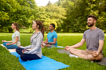 Image showing group of people doing yoga at summer park