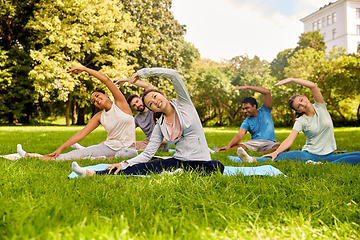 Image showing group of people exercising at summer park