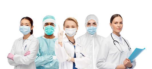 Image showing team of doctors and scientists in medical masks