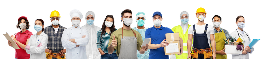 Image showing people of different professions wearing masks