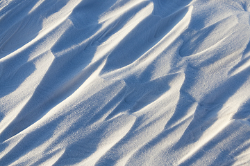 Image showing Snowdrifts, field in winter