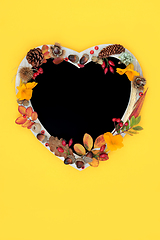 Image showing Heart Shaped Autumn Chalkboard Frame Composition