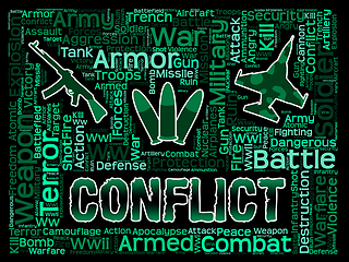 Image showing Conflict Words Means Military Action And Battles