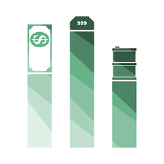 Image showing Oil, Dollar And Gold Chart Concept Icon