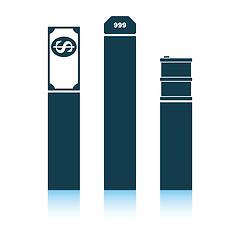 Image showing Oil, dollar and gold chart concept icon