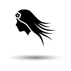 Image showing Woman Head With Flower In Hair Icon