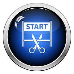 Image showing Scissors Cutting Tape Between Start Gate Icon