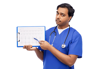 Image showing male doctor with cardiogram on clipboard