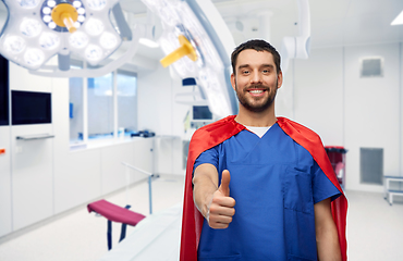 Image showing male doctor in superhero cape showing thumbs up