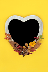 Image showing Heart Shape Frame for Autumn and Thanksgiving 