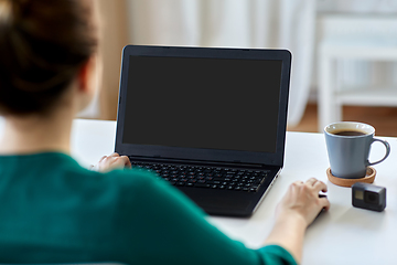 Image showing woman with laptop working at home office