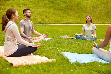 Image showing group of people doing yoga at summer park