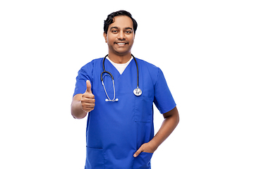 Image showing indian doctor or male nurse showing thumbs up