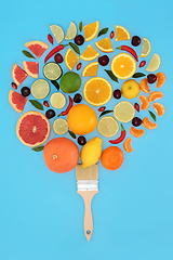 Image showing Surreal Abstract Citrus Fruit Paintbrush Tree Design