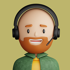 Image showing 3D cartoon avatar of pretty, bearded  man
