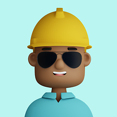 Image showing 3D cartoon avatar of engineer man with safety helmet