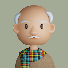 Image showing 3D cartoon avatar of  smiling senior man 