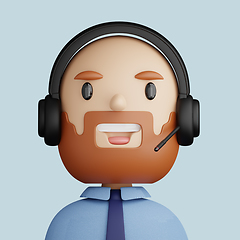 Image showing 3D cartoon avatar of  smiling bald man