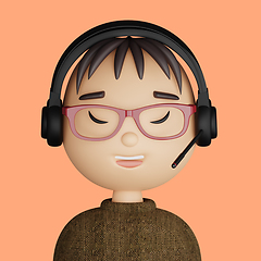 Image showing 3D cartoon avatar of  smiling asian man