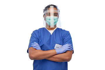 Image showing indian male doctor in mask and face shield