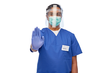 Image showing indian male doctor in mask and face shield