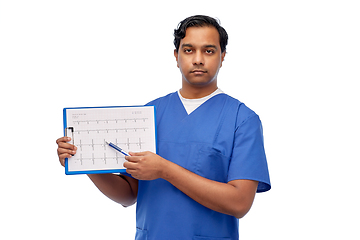 Image showing male doctor with cardiogram on clipboard