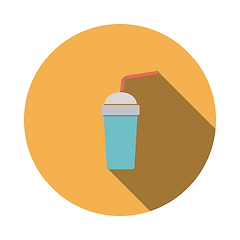 Image showing Disposable soda cup and flexible stick icon