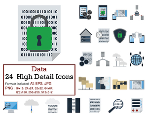 Image showing Set of 24 Data Icons