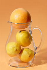 Image showing Fruits in a glass jug