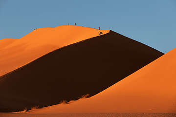 Image showing peoples on dune in Hidden Vlei, Namibia, Africa