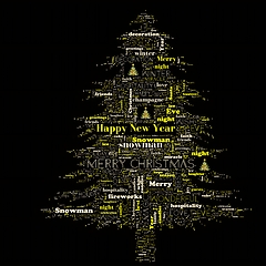 Image showing Merry Christmas word cloud in tree shape