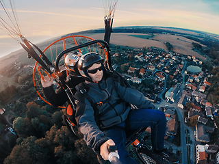 Image showing Powered paragliding tandem flight