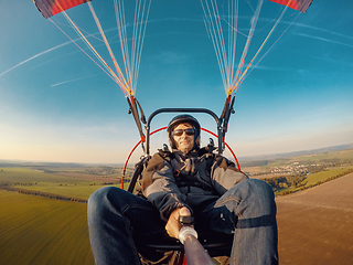 Image showing Powered paragliding tandem flight