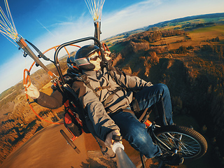 Image showing Powered paragliding tandem flight