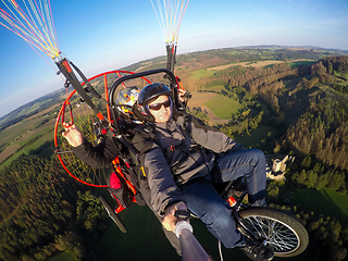 Image showing Powered paragliding tandem flight