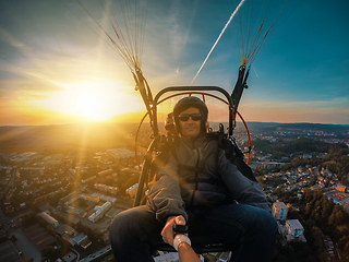 Image showing Powered paragliding tandem flight