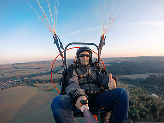 Image showing Powered paragliding tandem flight