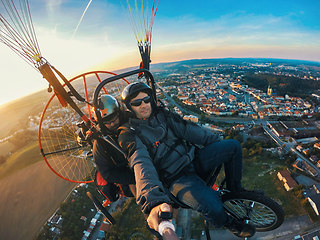 Image showing Powered paragliding tandem flight