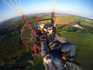 Image showing Powered paragliding tandem flight