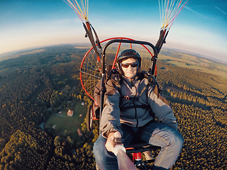 Image showing Powered paragliding tandem flight